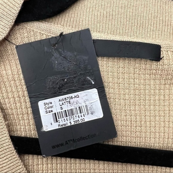 ATM womens beige stretch sleeveless V neck sweater dress size small - Picture 12 of 12